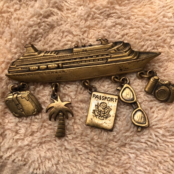 JJ Jonette Jewelry - Vintage Signed JJ Jonette Cruise Ship Broach Pin